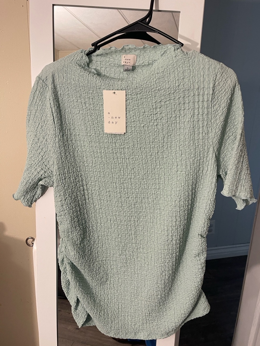a new day Textured Short Sleeve Top in Mint Green